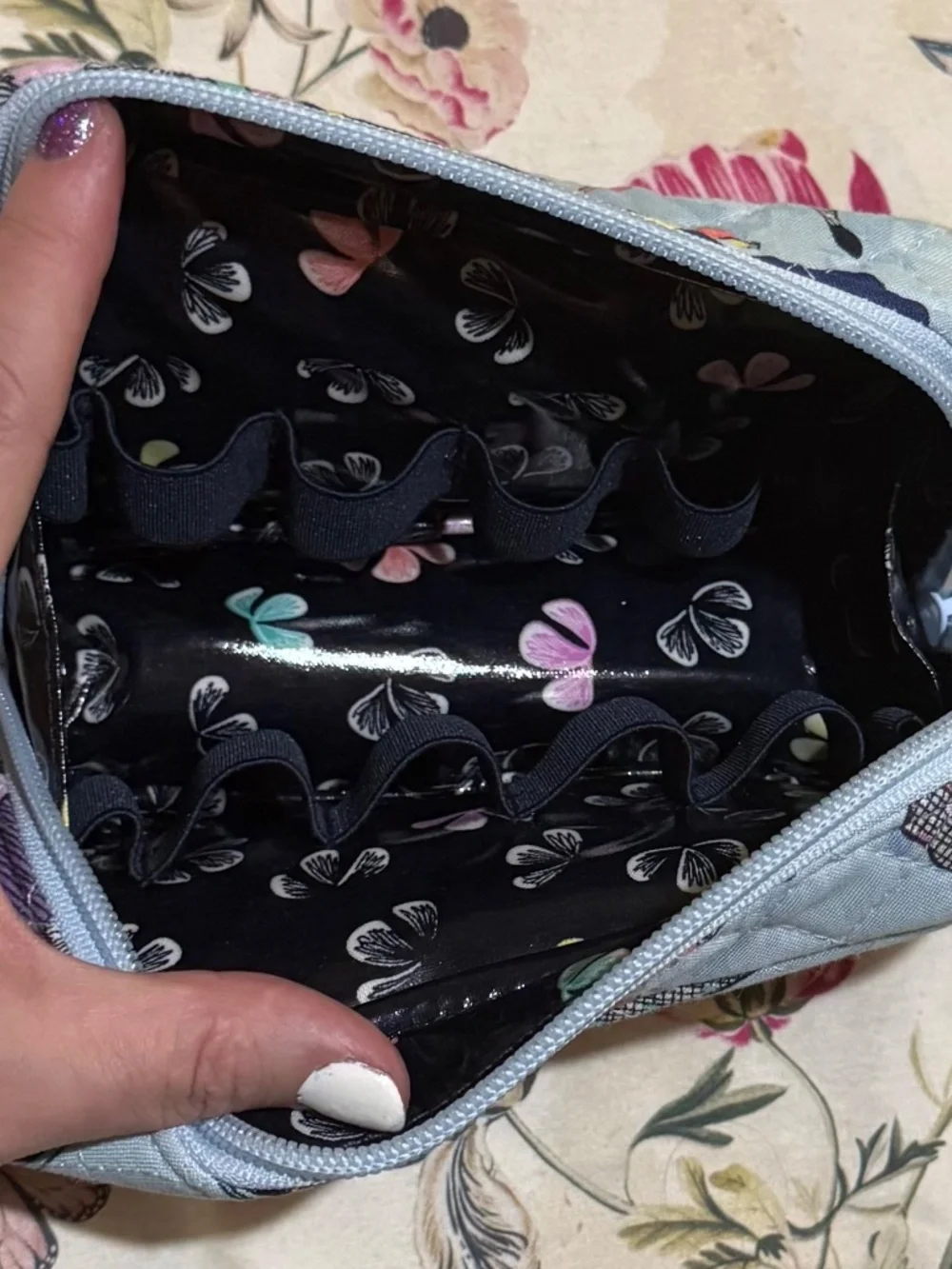 Vera Bradley Quilted Butterfly By Travel Case with Elastic Loops
